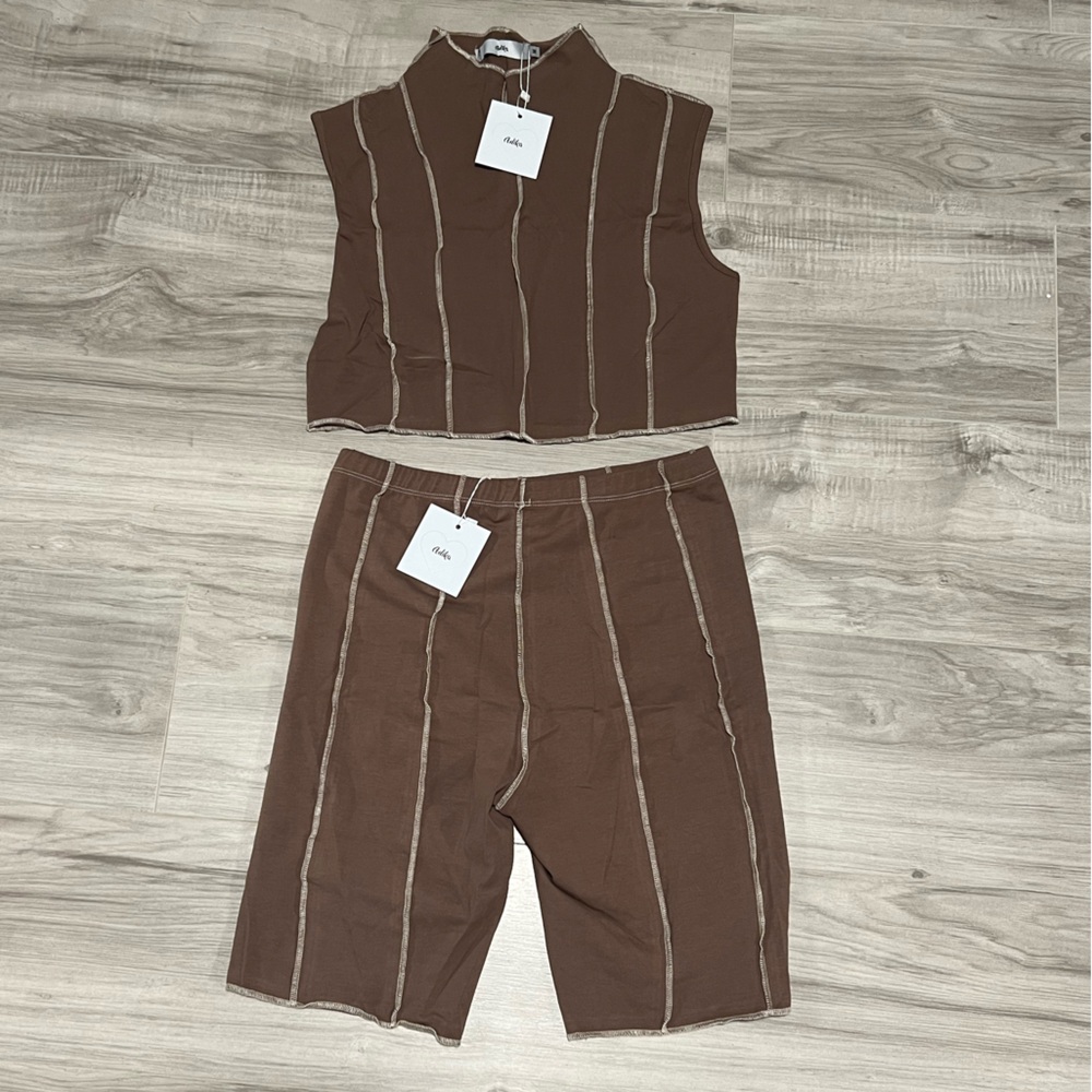 Adika Bambino Reverse Stitch Crop Top & Biker Shorts Set